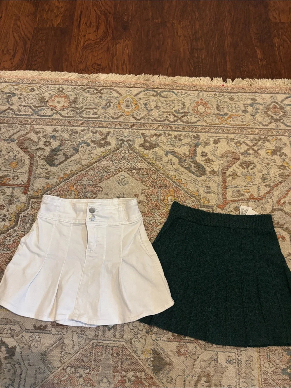 abercrombie kids White & Dark Green Girls' Matching Skater Skirts